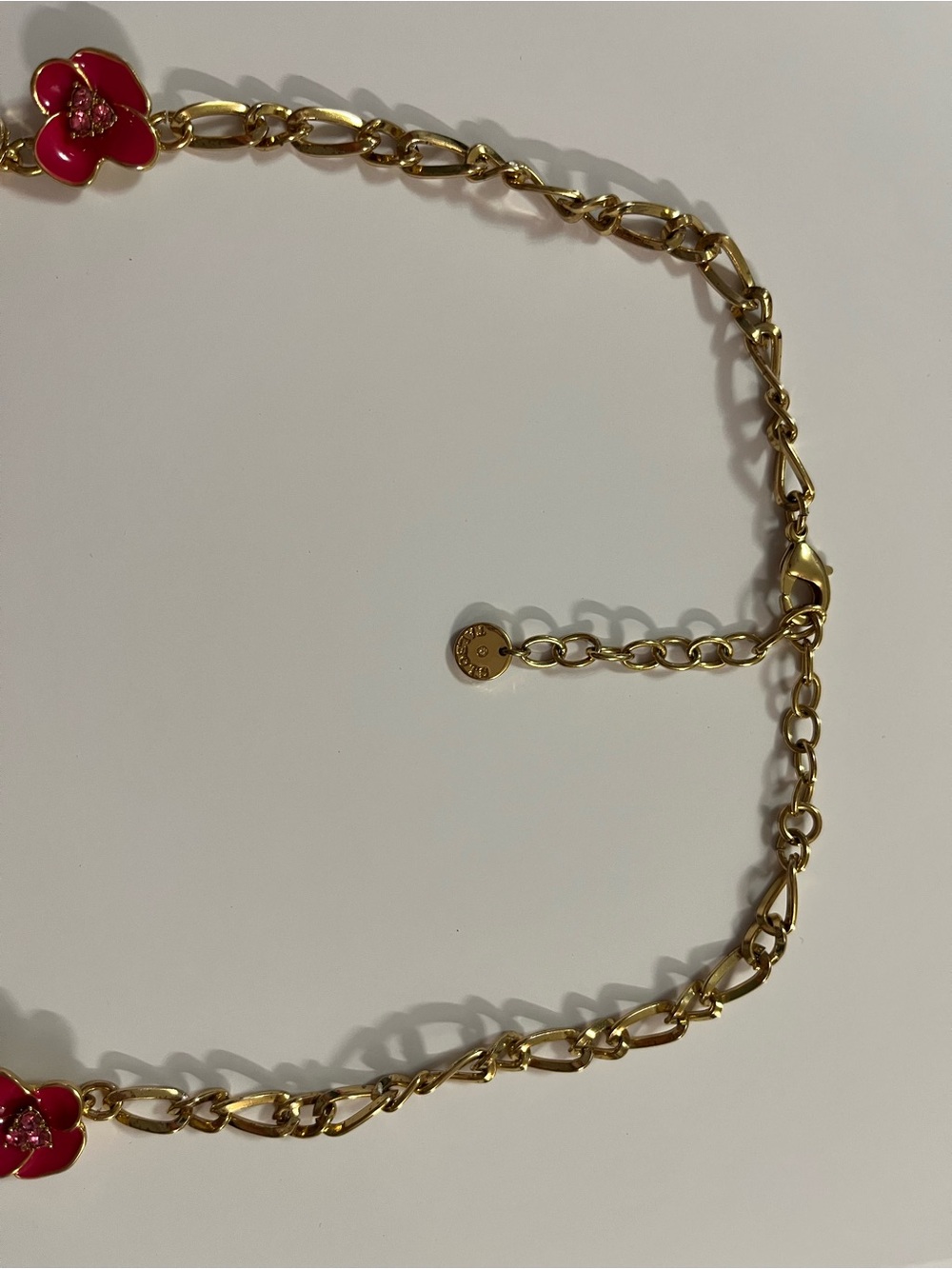 Talbots Hot Pink Floral Bib Necklace with Matching Earrings & Gold Bracelet - Picture 10 of 14